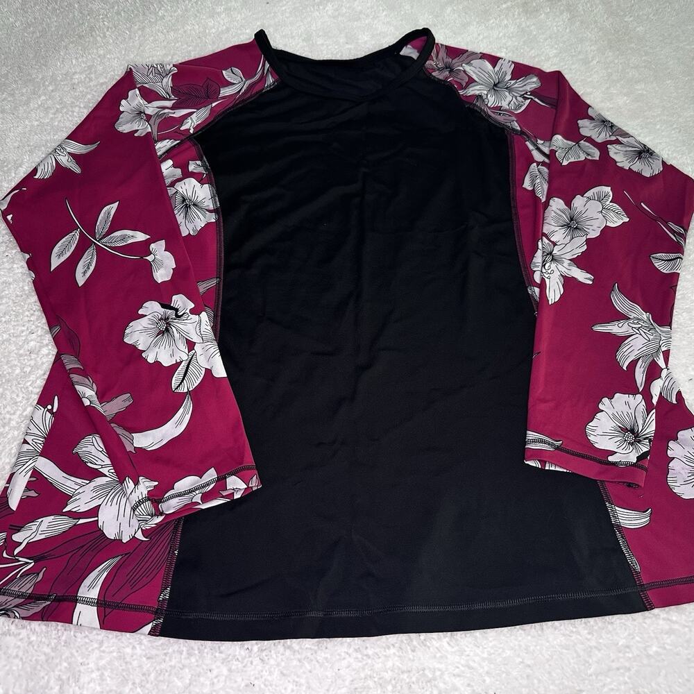 Lane Bryant Cacique Black & Red Floral Rash Guard Cover-Up - Plus Size 20